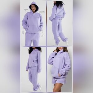 NIP! 🥰3-Piece SeT Comfrt PASTEL HOODIE & SWEATPANTS LAVENDER PURPLE S/M